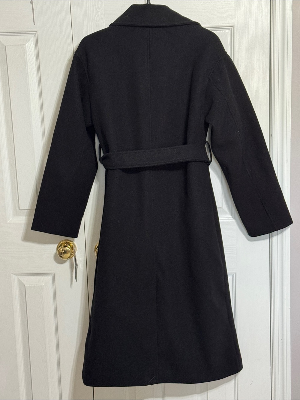 Sebby Collection Black Wool Belted Pea Coat - Picture 2 of 5